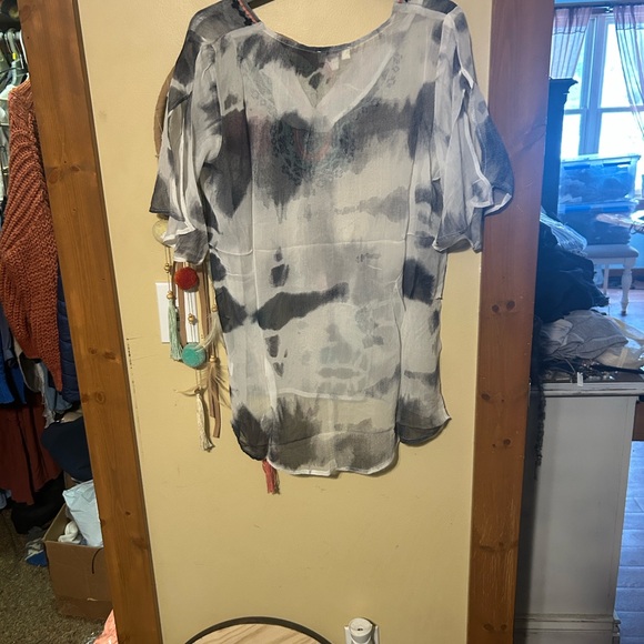 Hayden Women's Embroidered Blouse - Black, White, and Blue - Picture 5 of 8